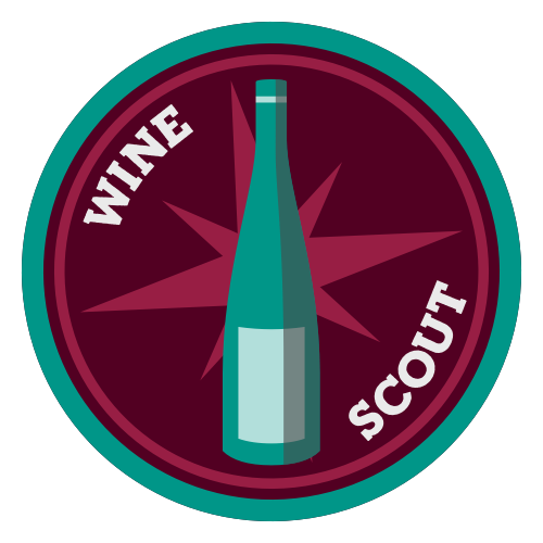 Wine Scout logo - wine bottle and compass